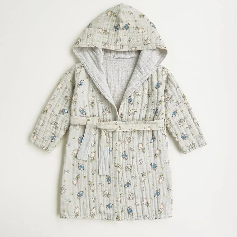 KIDS Organic Muslin Cotton Bathrobe - Reversible